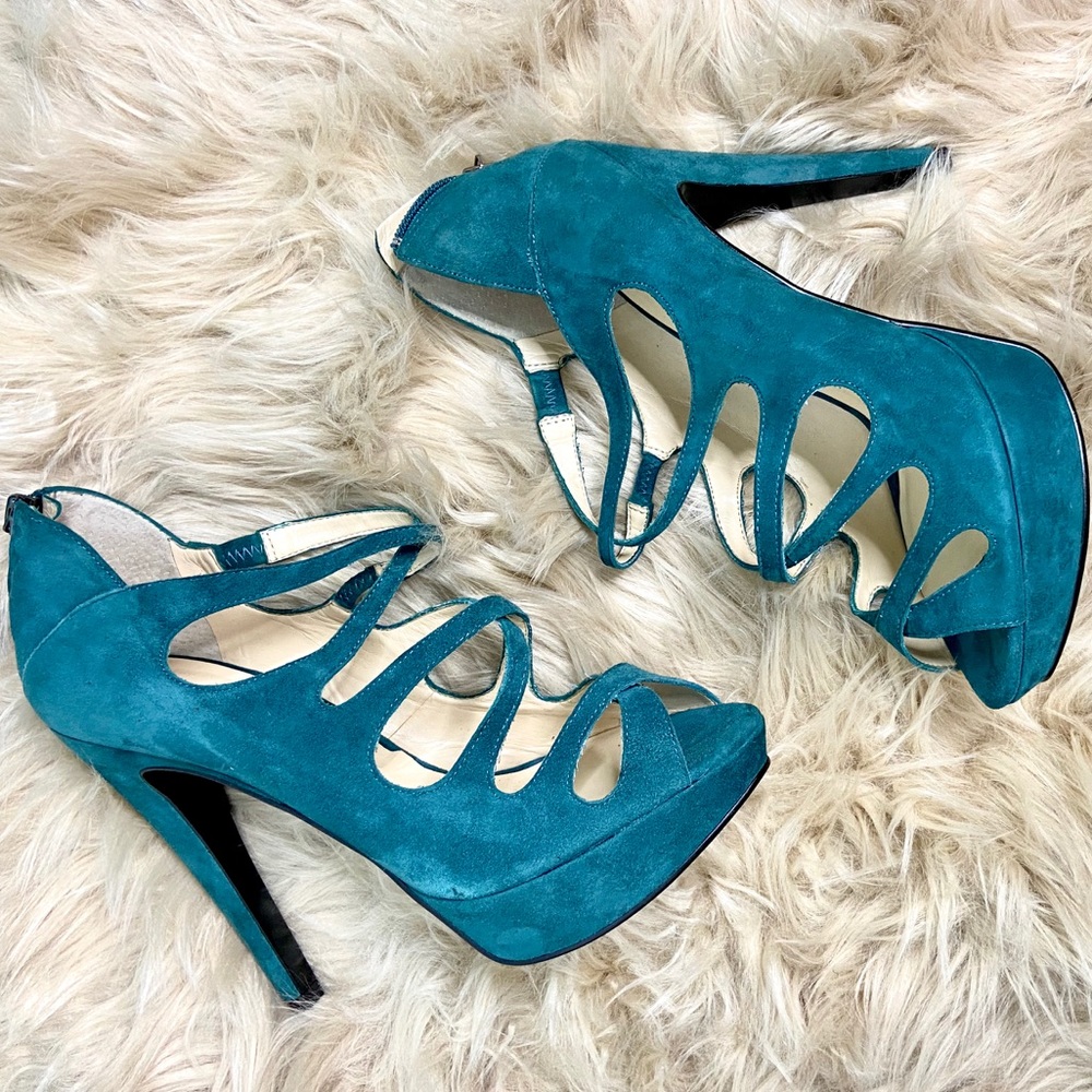 GUESS Teal Caged Pumps